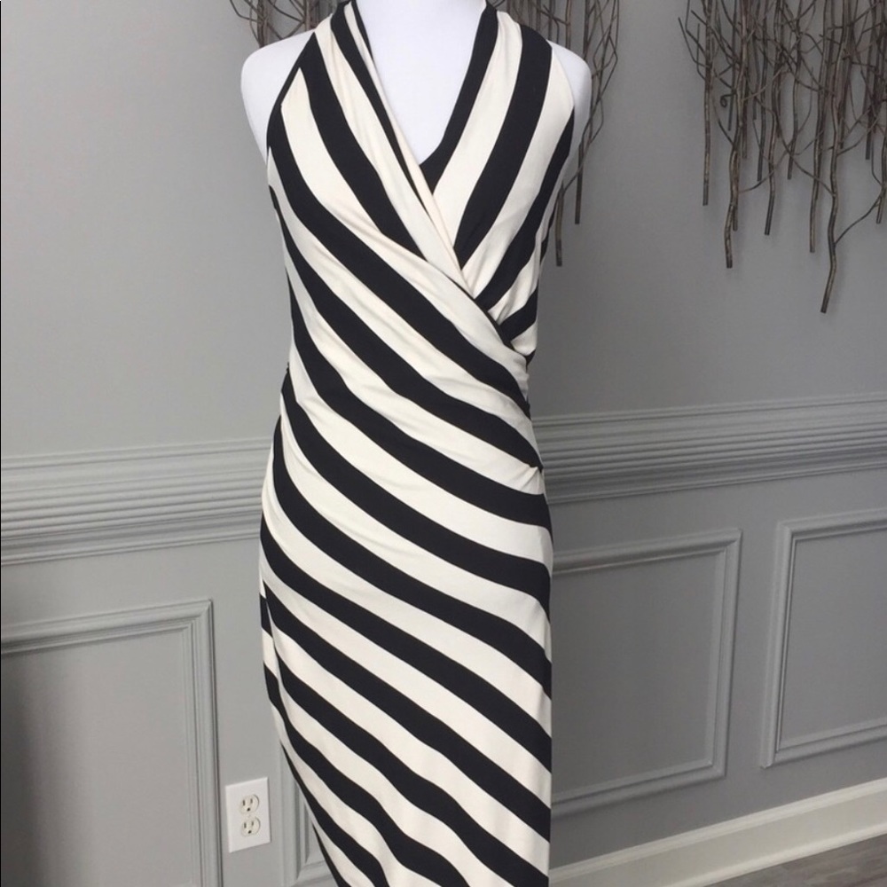 Betsy Johnson Asymmetrical Black/White Wrap Dress